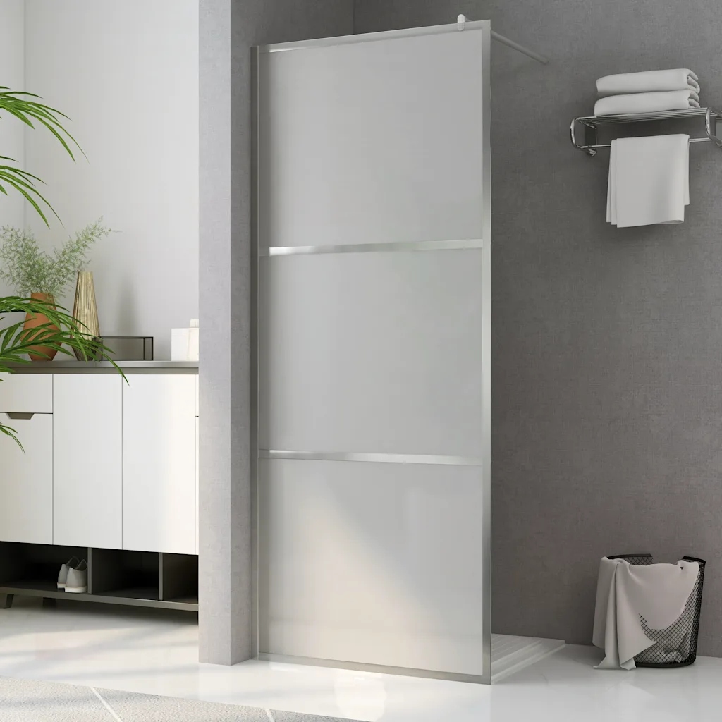 Zástěna do průchozí sprchy celé mléčné Esg sklo 80 x 195 cm Stříbrná 146645