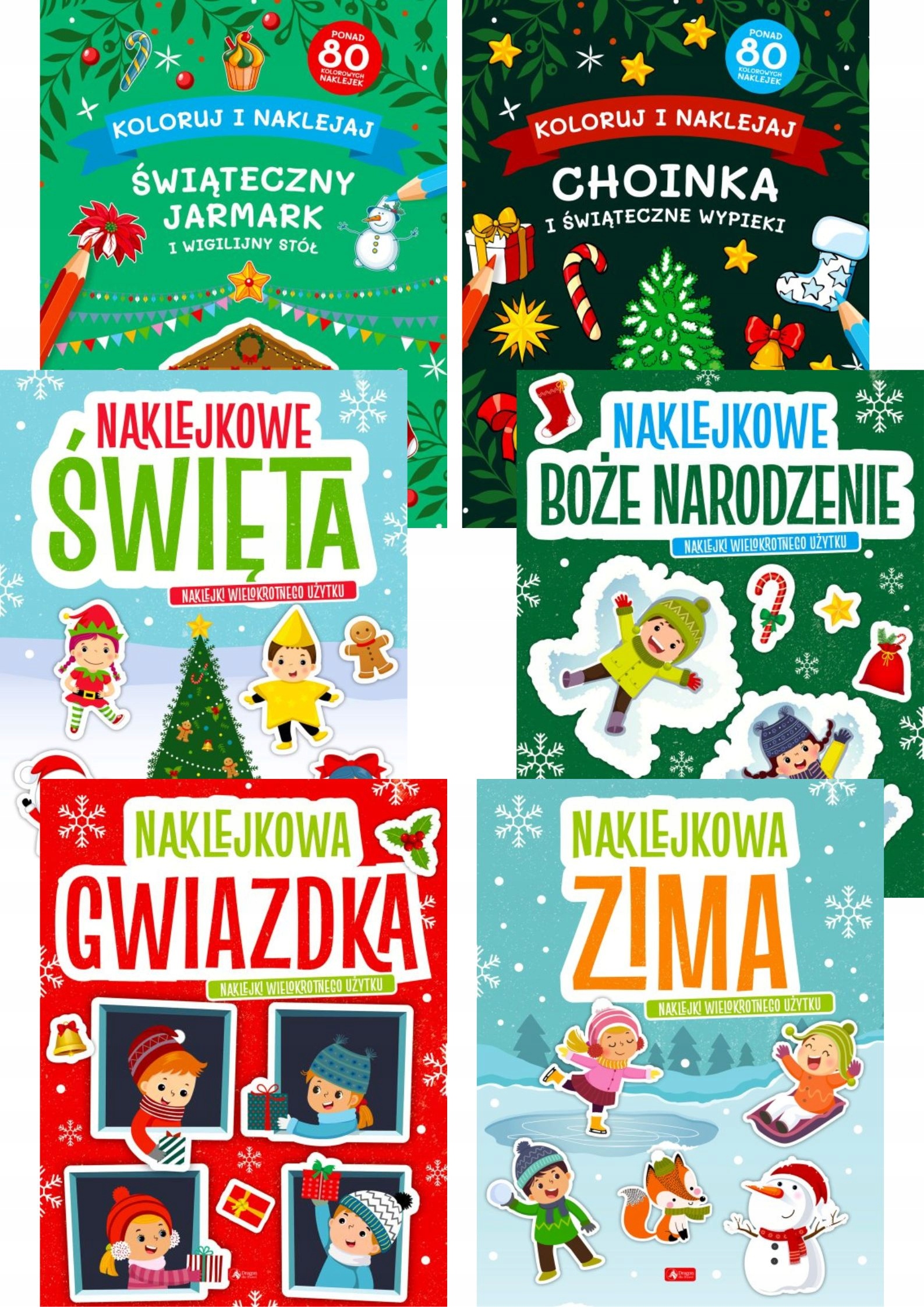 

Naklejkowe Święta Gwiazdka Naklejki Pakiet 6w1