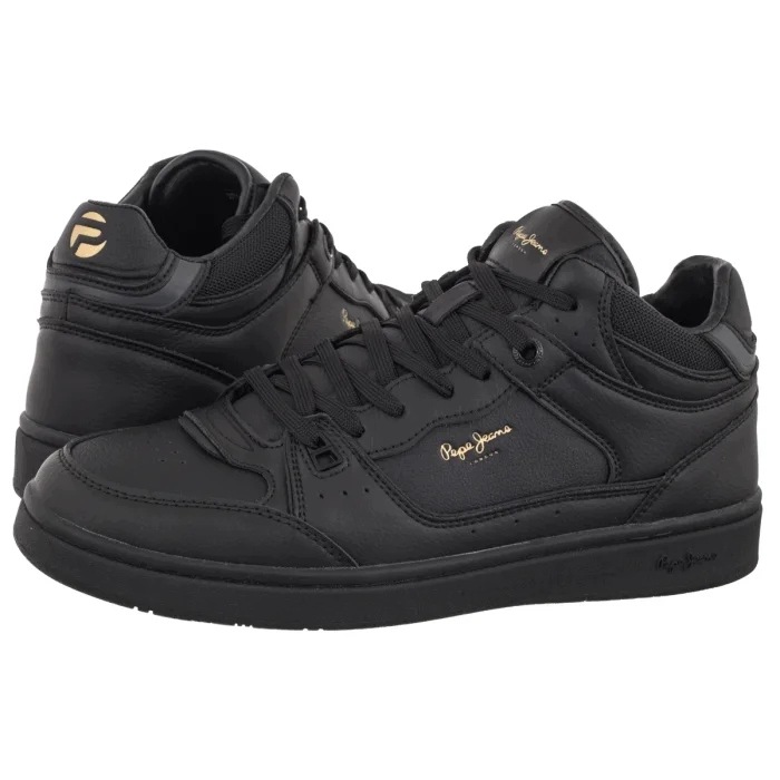 Kožené pánské polobotky Pepe Jeans Clay Top PMS000061 Černé
