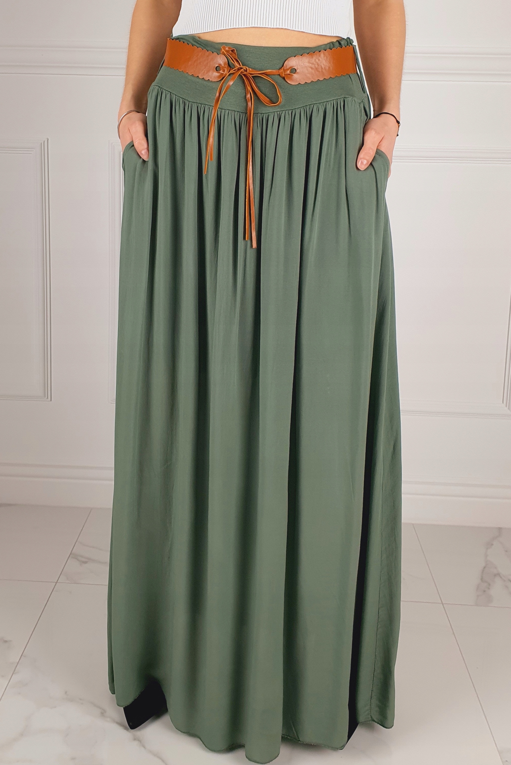 ZWIEWNA DŁUGA SPÓDNICA MAXI DO KOSTEK BOHO DAMSKA Wzór dominujący bez wzoru