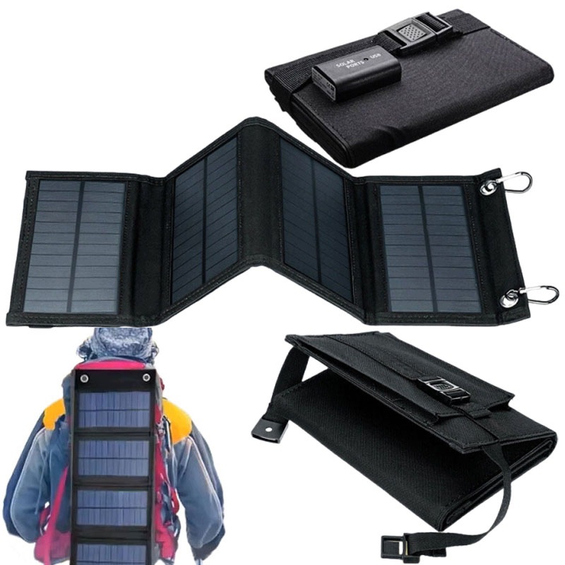 Ładowarka Słoneczna Do Telefonu Panel Solarny 10W 2×USB 4-PANELOWY Składany