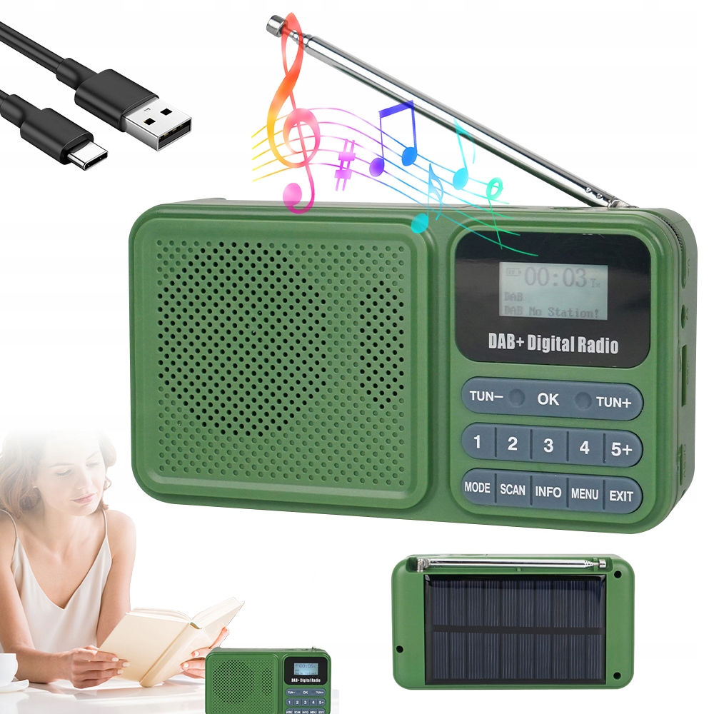 Přenosné Rádio S Bluetooth, Digitální Kuchyňské Rádio, Solární Nabíjení