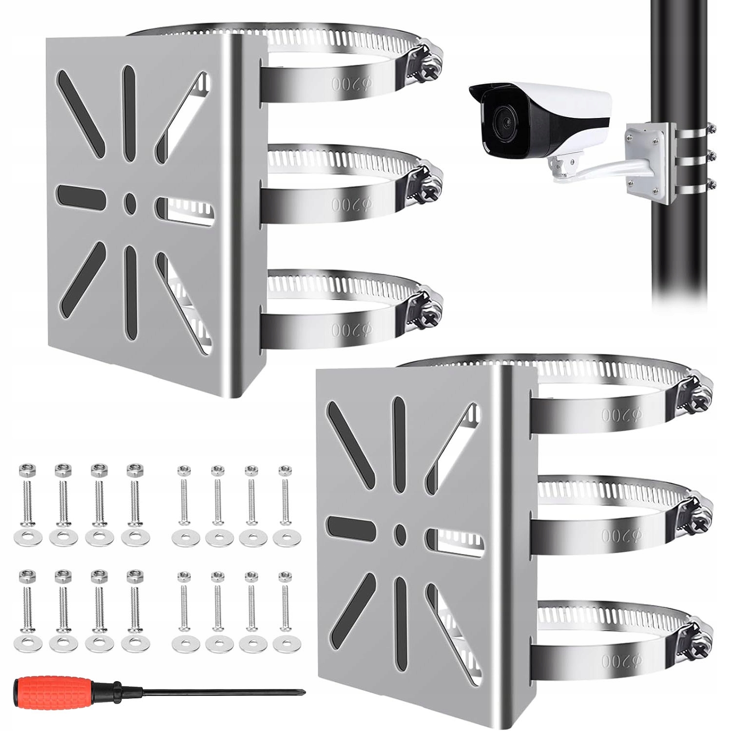 UCHWYT NA SŁUP DO KAMER MONITORINGU DO MONTAŻU KAMERY UNIWERSALNY 2SZT