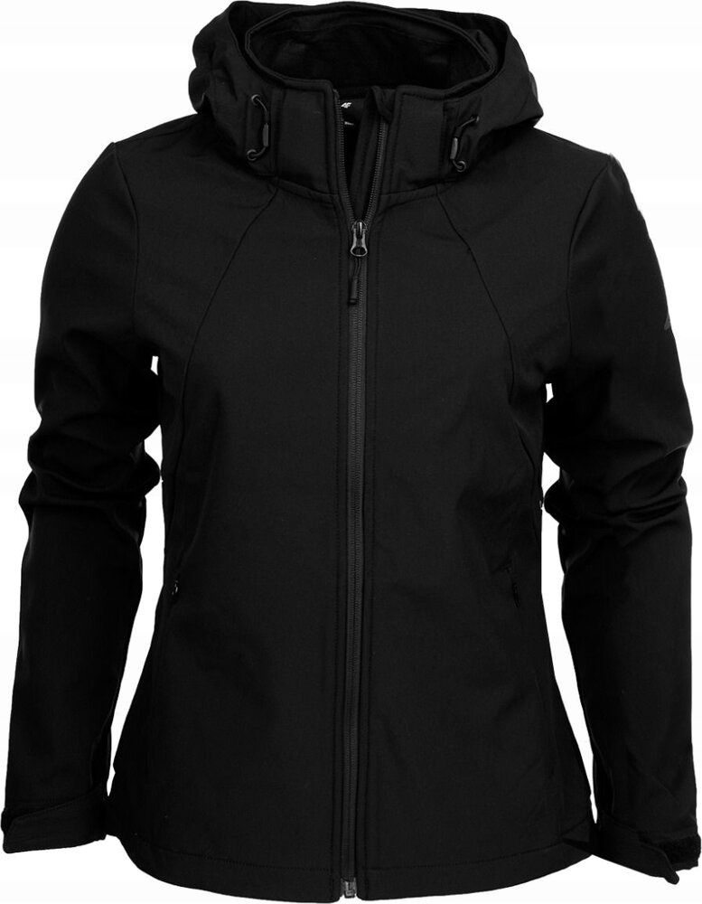 Přechodová Softshellová Bunda S Kapucí Dámská 4F Hluboká Černá H4Z22 vel. L