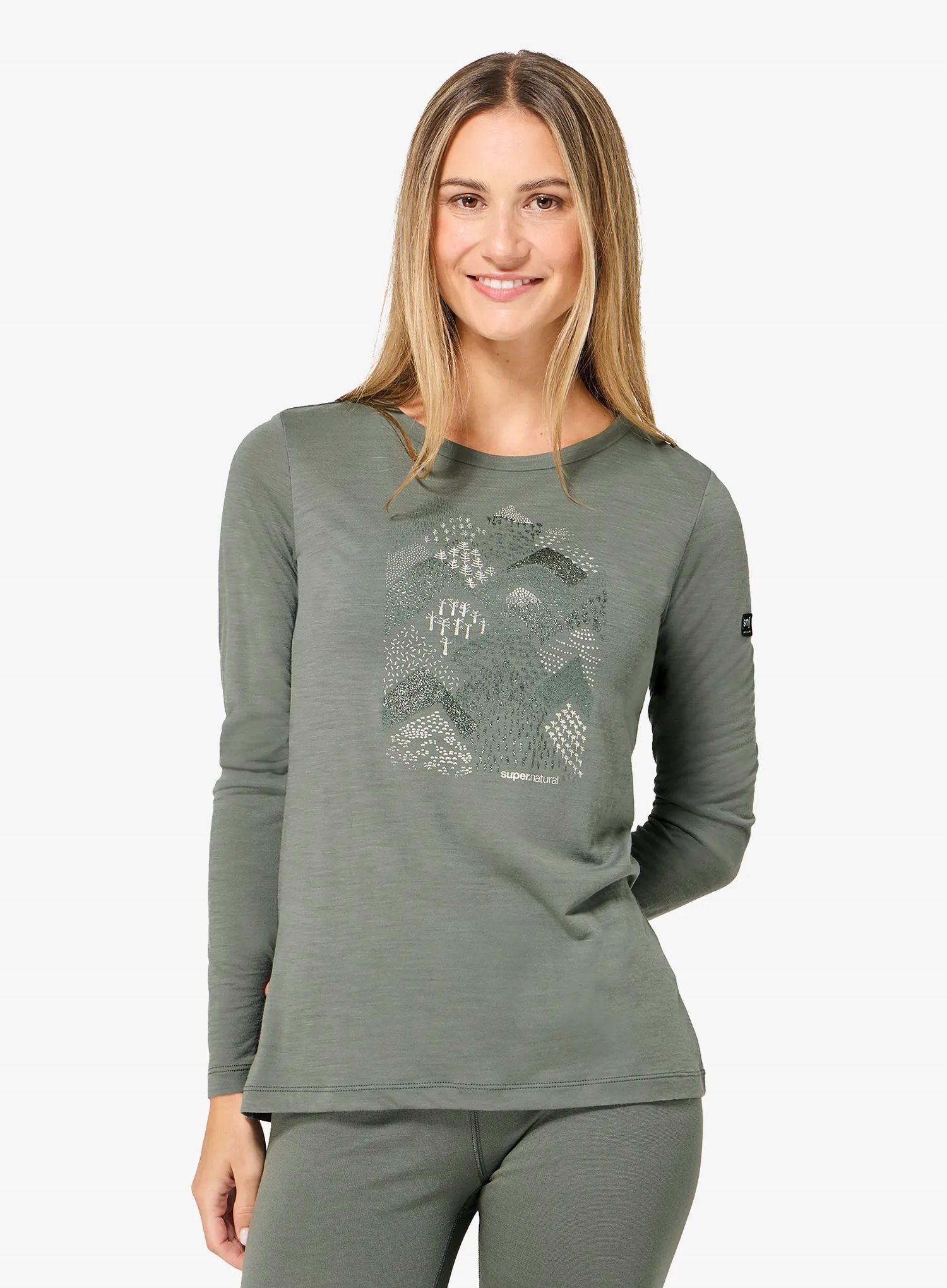 Bluza damska bez kaptura Super.natural Hilly Ls euca/eucalyptus gl L