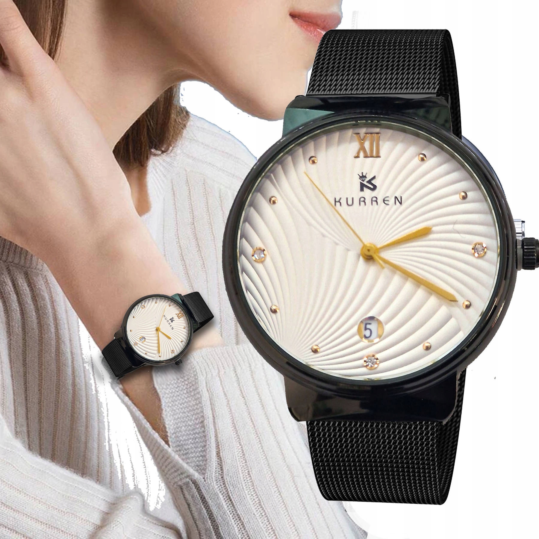 

Klasyczny Modny Zegarek Damski Cyrkonie 3