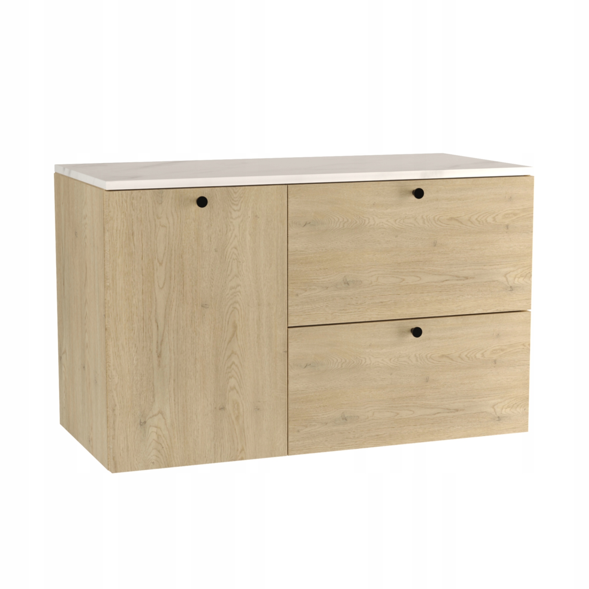 Skříňka pod umyvadlo 100 cm koš na prádlo Dub Cremona/Mramor Bianco Beti