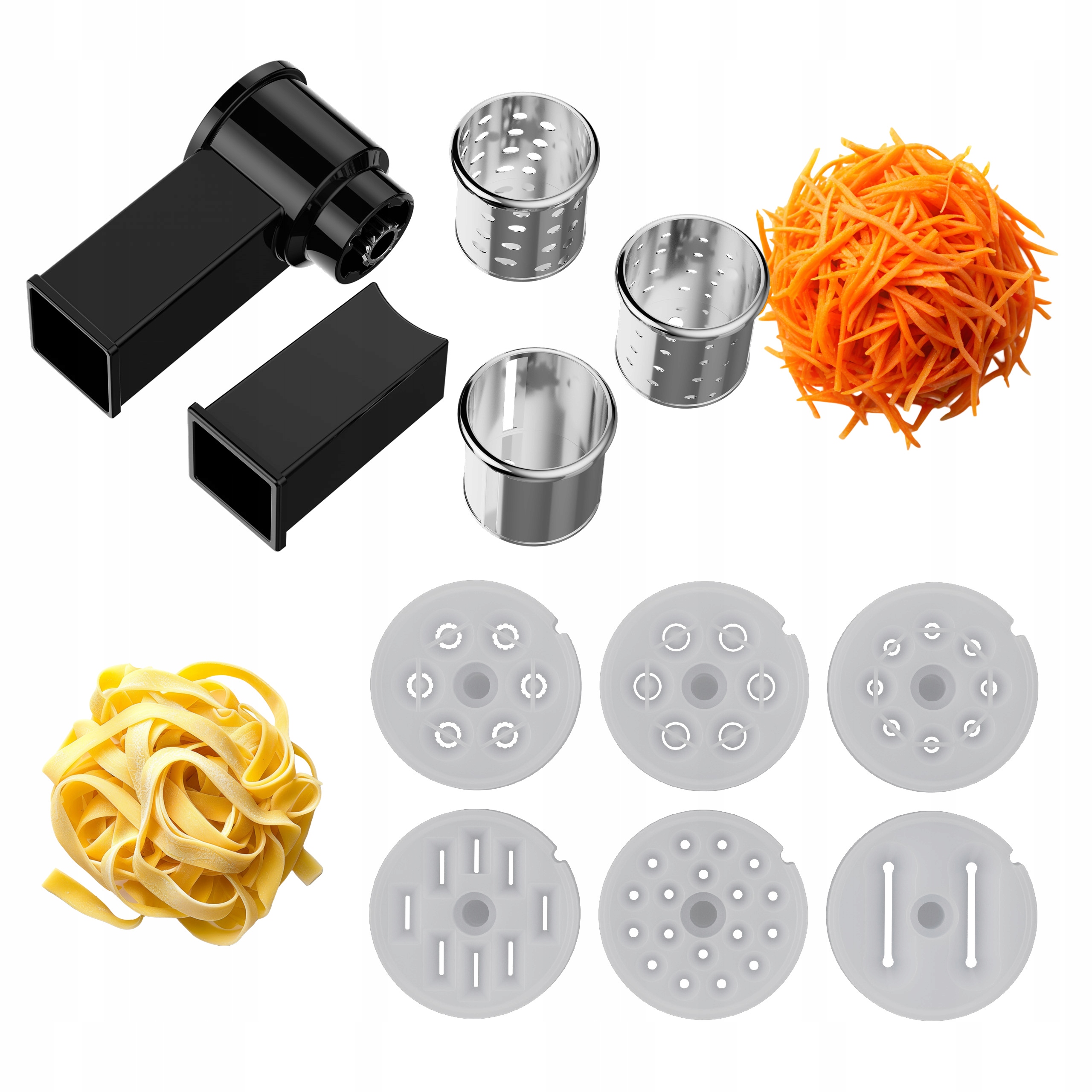 Zestaw akcesoriów do robota kuchennego szatkownica 6 końcówek do makaronu