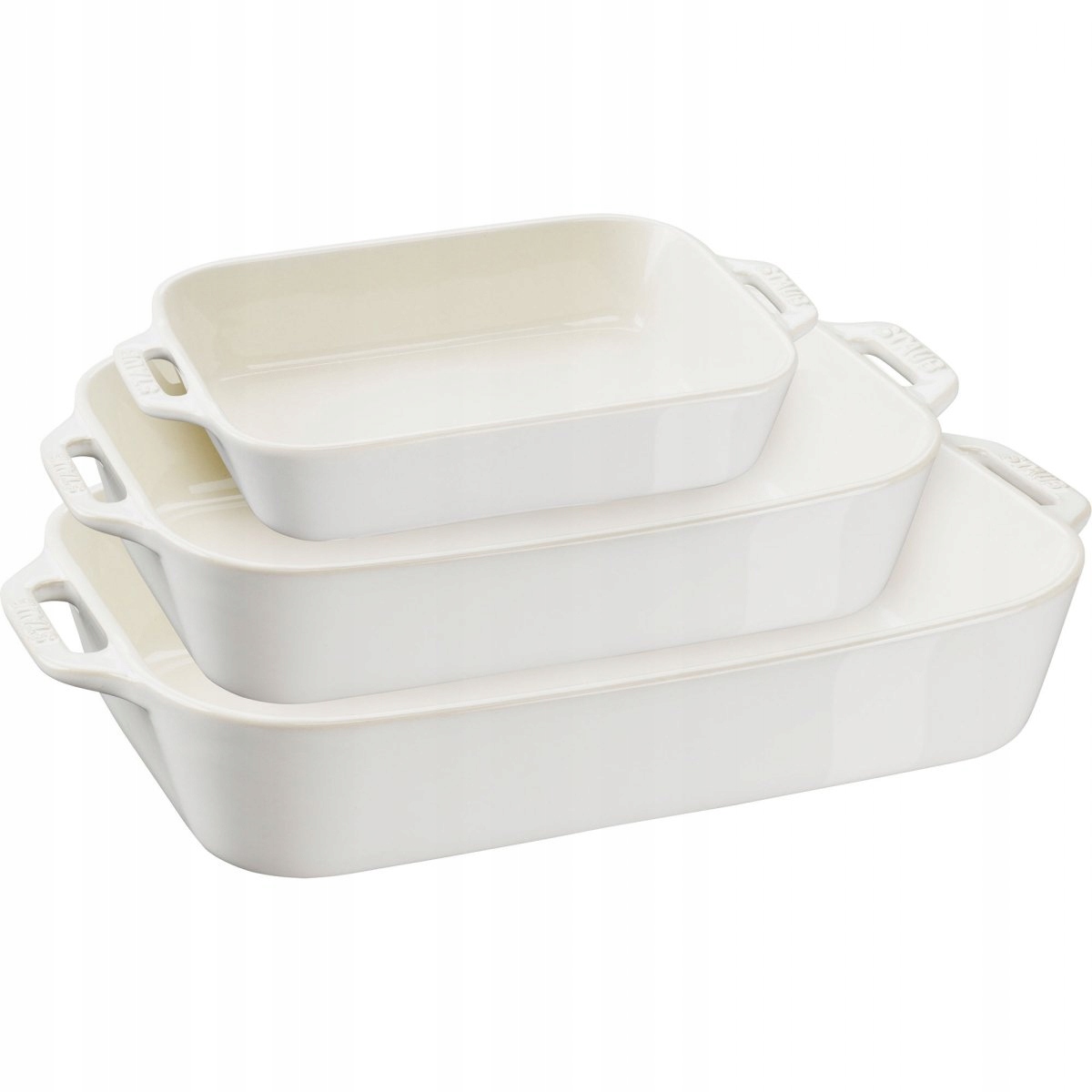 Sada 3 obdĺžnikových misiek, biela Cooking Staub