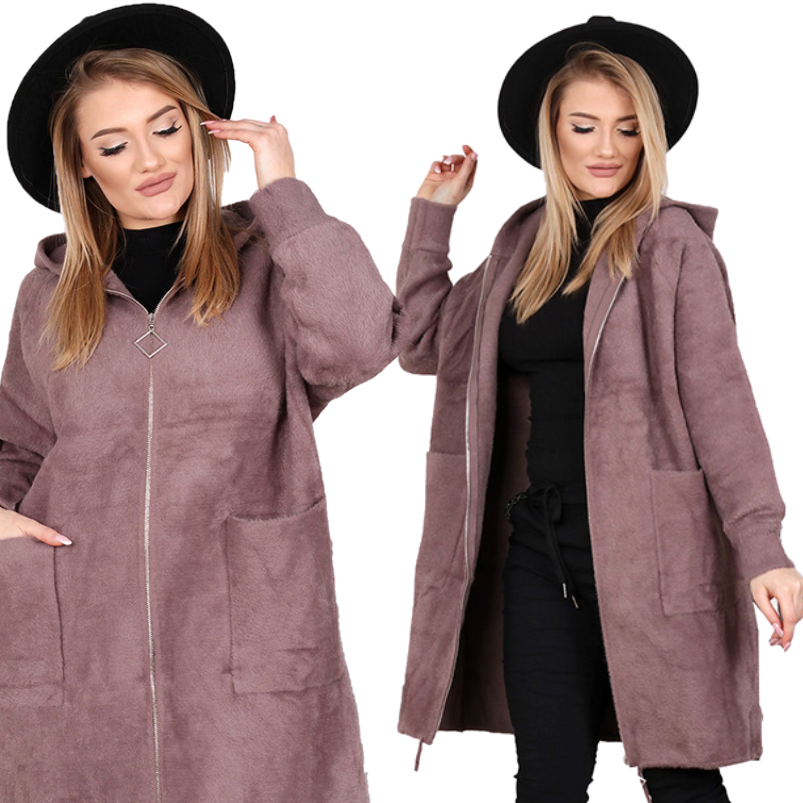 

Płaszcz Kaptur Alpaka Plus Size 2045