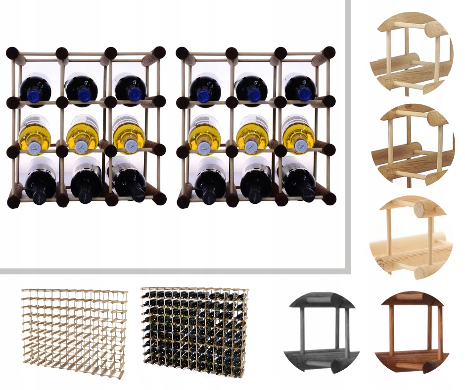 Regál na víno dřevěný stojan na víno Modulární regál na alkohol 18+3but