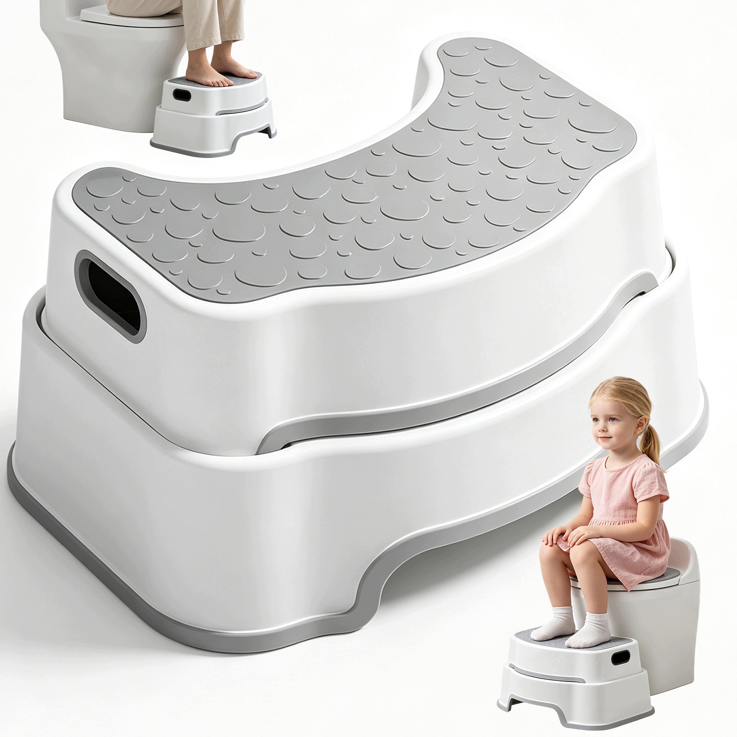 Ergonomická Toaletní Stolička Šedá, Protiskluzová, Pro Dospělé