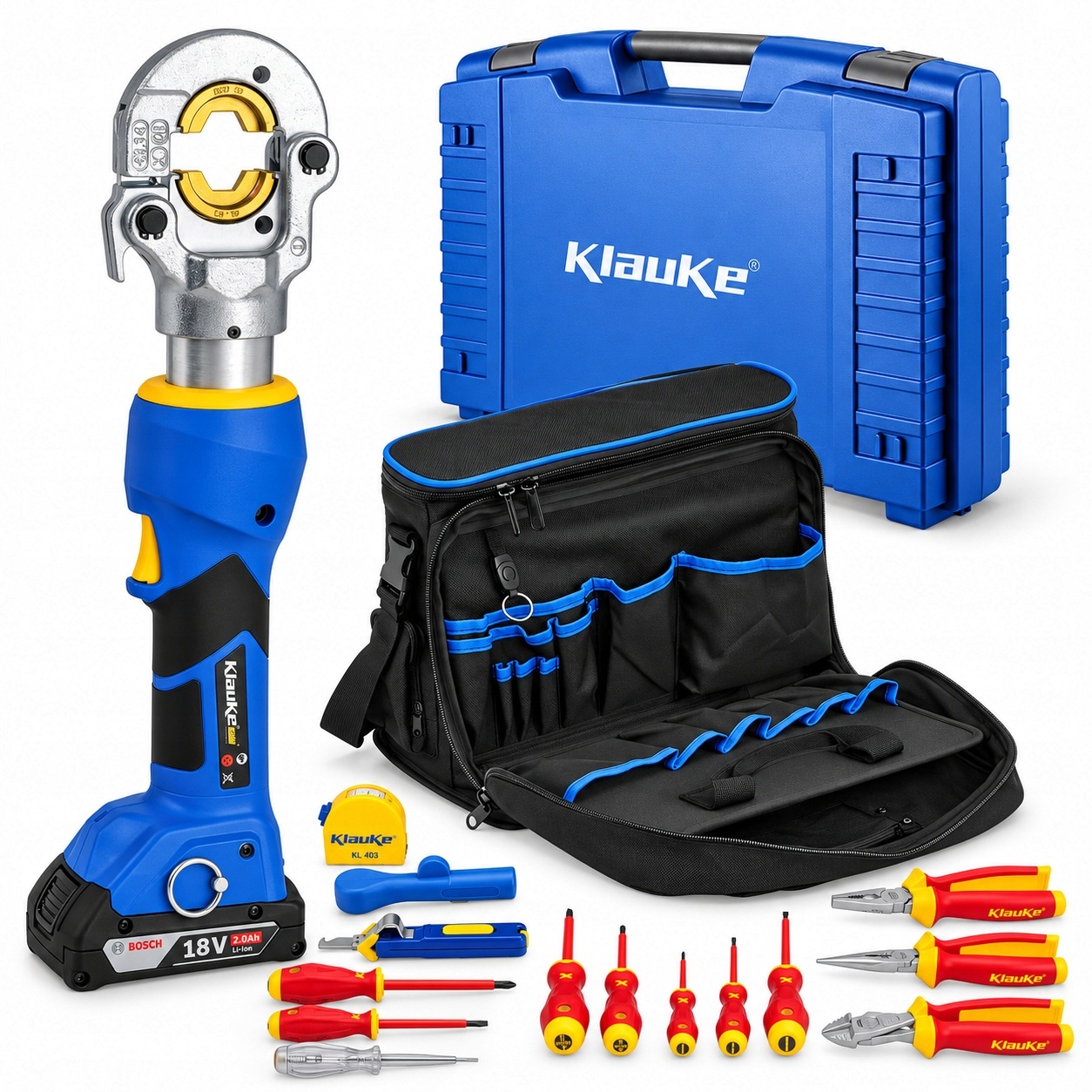 Akumulátorová Lisovačka Kabelů Cu 6-300 Klauke EK6022CFB Bosch 18V Kufr