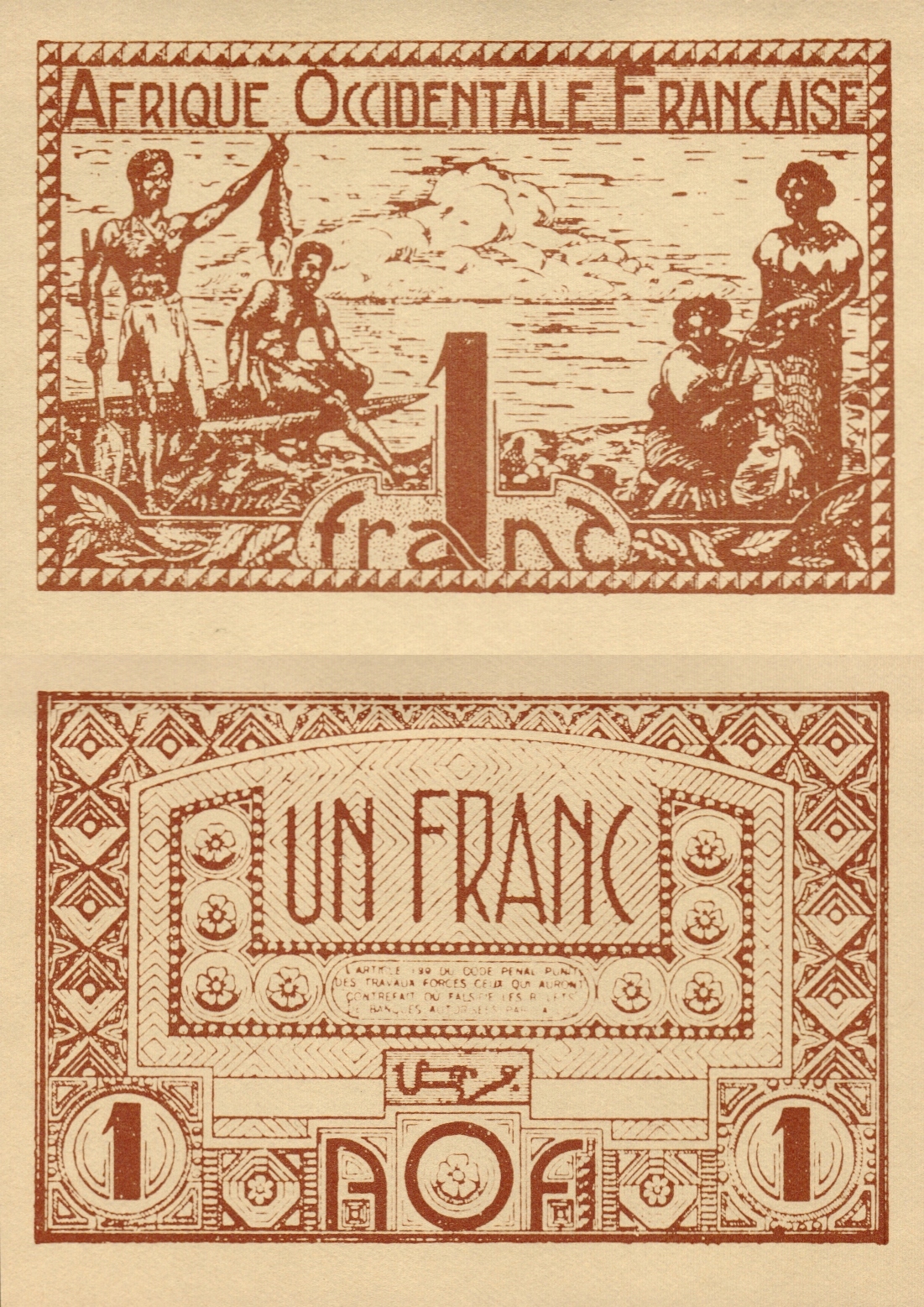 # FRANCÚZSKA ZÁPADNÁ AFRIKA - 1 FRANK - 1944 - P-34 - UNC
