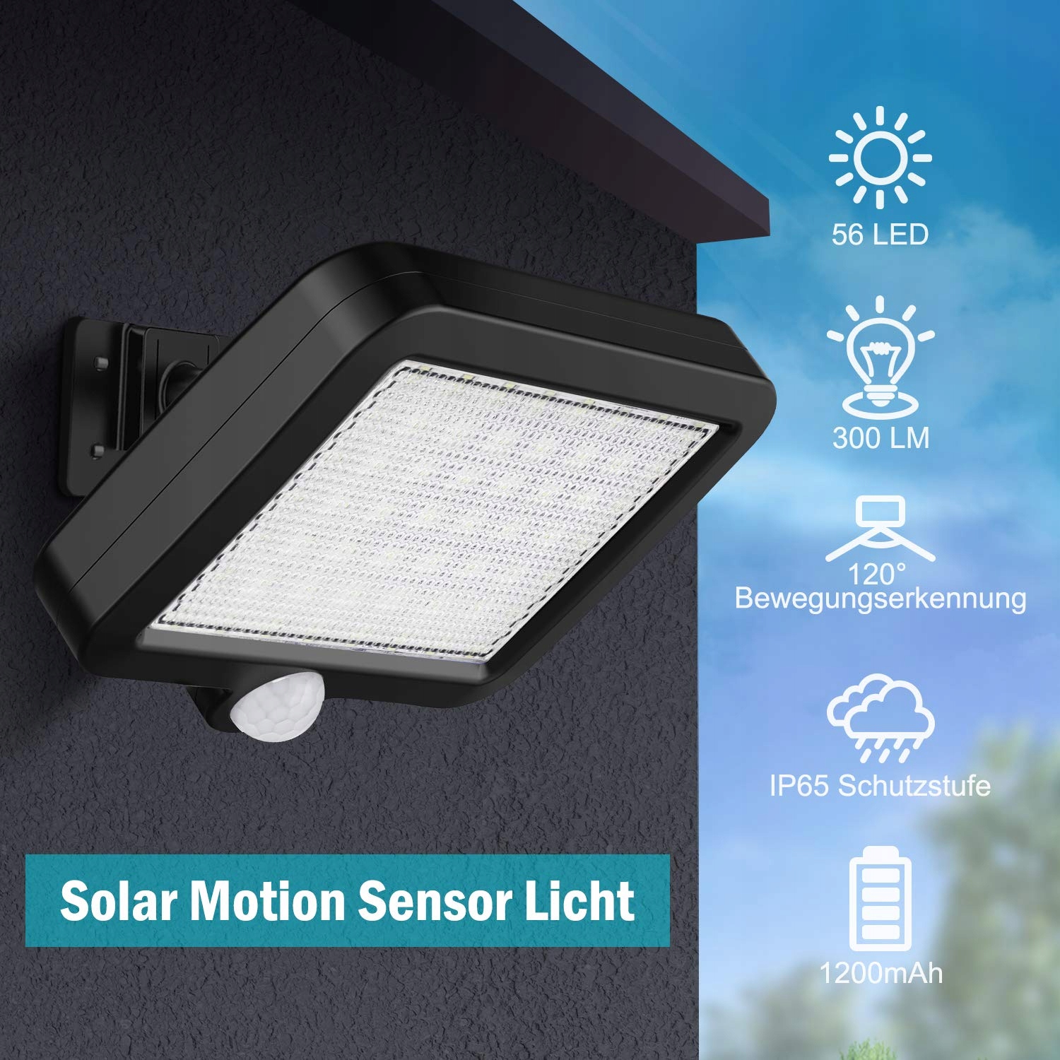 MPJ Solarne Oświetlenie Zewnętrzne 56LED Czujnik Ruchu — miniatura 4