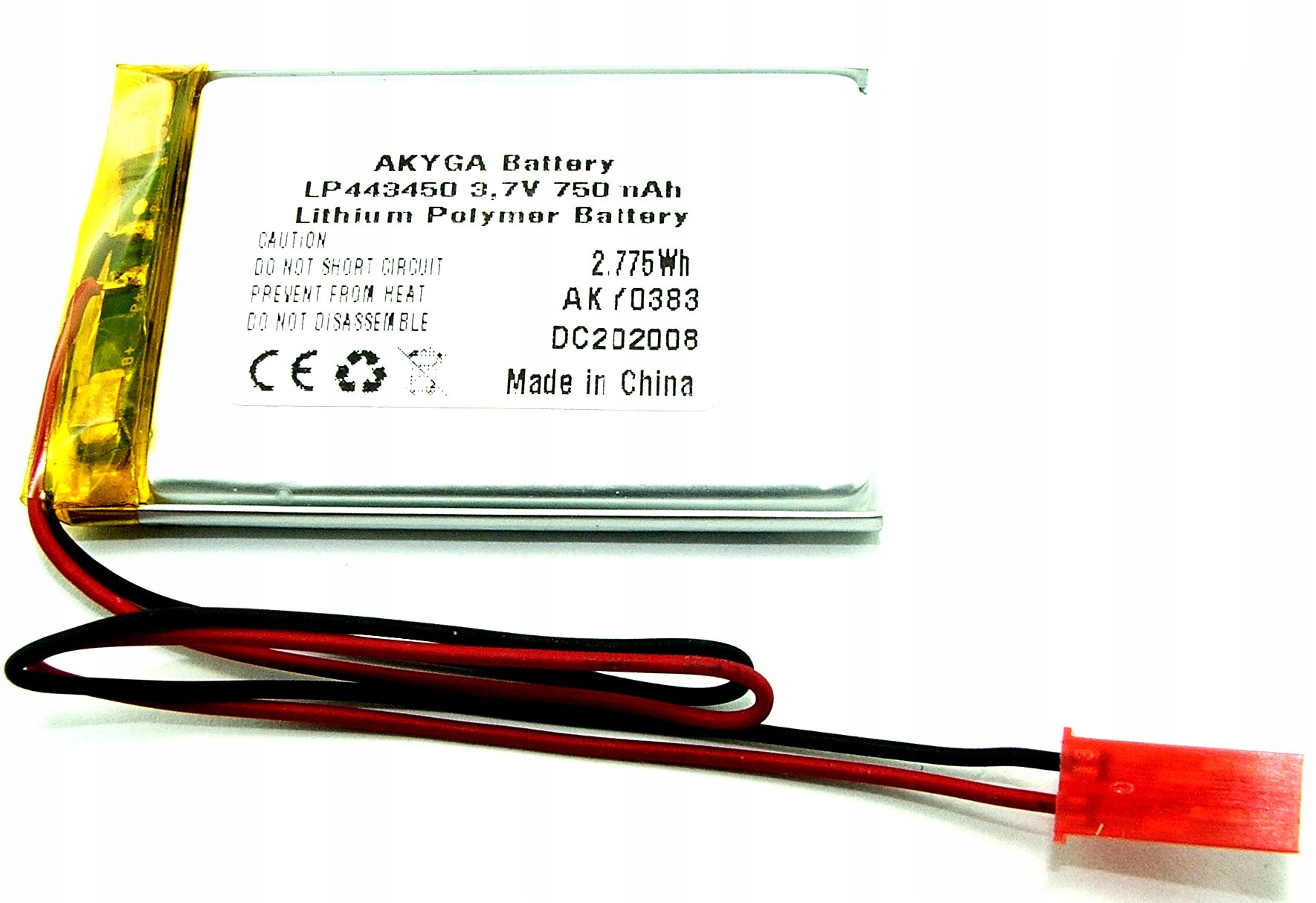 AKUMULATOR Li-Poly 750mAh 3,7V JST-2 PINY
