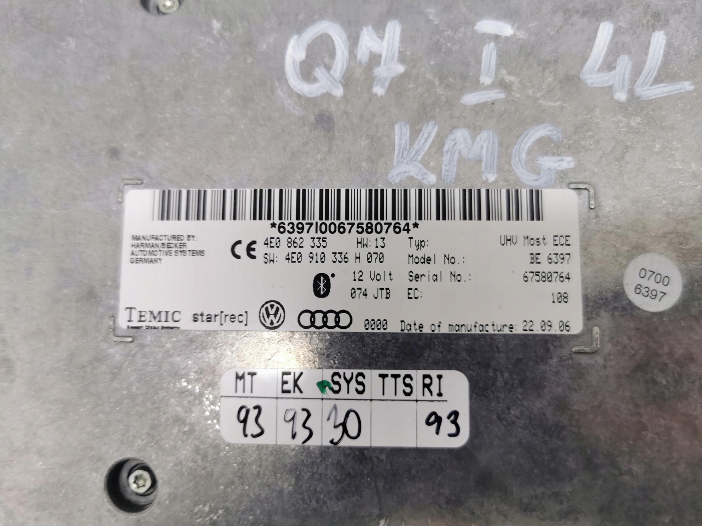 modul Bedienteil BLUETOOTH AUDI Q7 und 4L 4E0862335