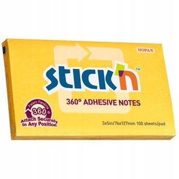 

Karteczki Samoprzylep 360STO Stick'n 76X127 Żółty