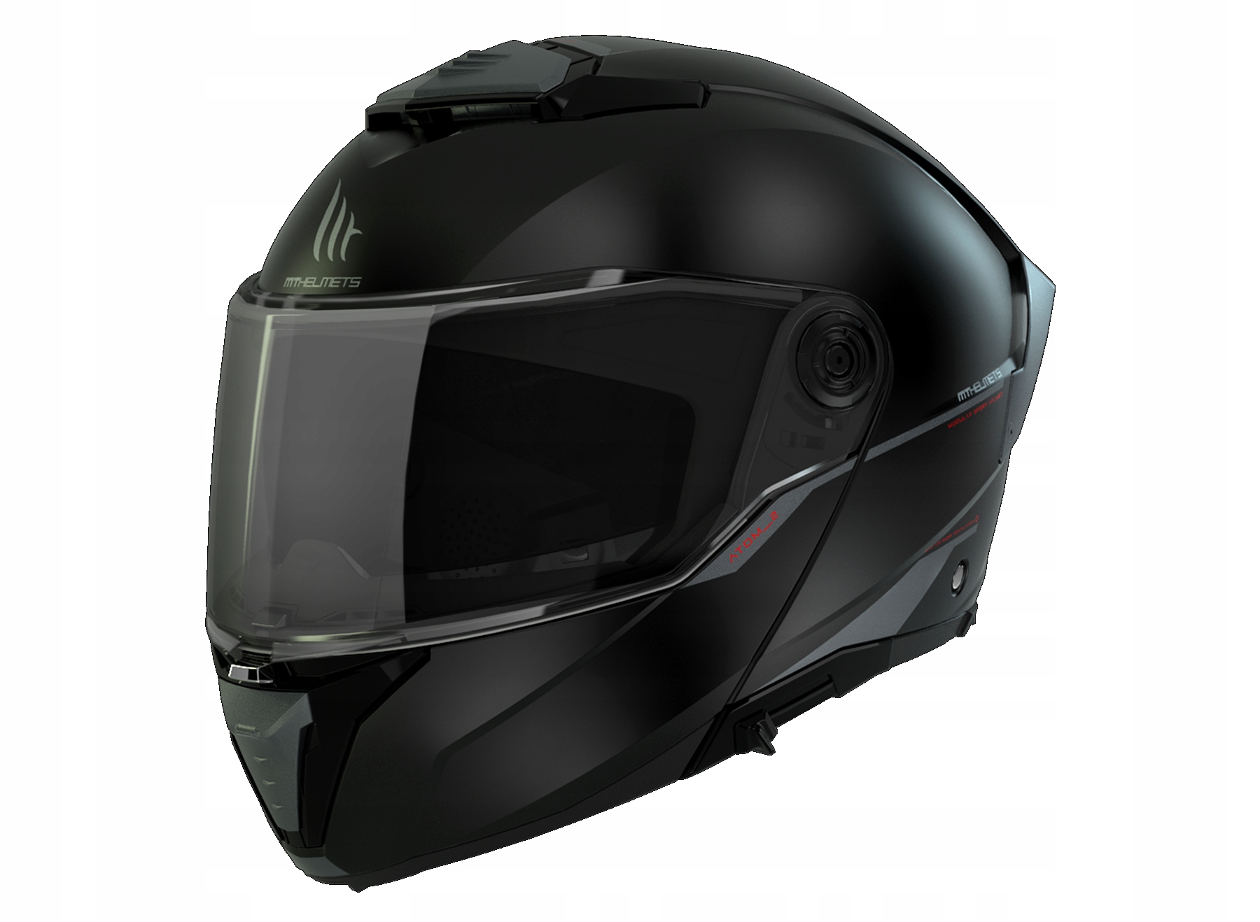 Motocyklová Prilba S Čeľusťami Mt Atom 2 Sv Solid Black Mat Čierna Matná