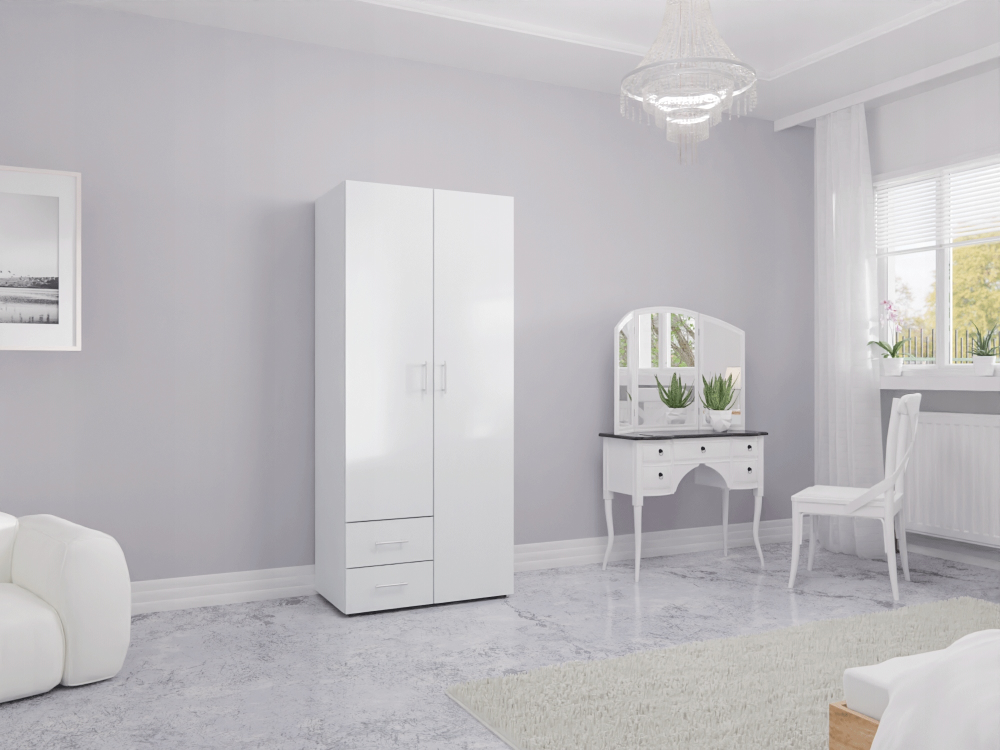 SZAFA OTWIERANA GARDEROBA III - 80 cm x 192 cm - BIAŁA - POLSKI PRODUCENT! Kod producenta SZAFA-OTWIERANA-80-III-BIAŁA