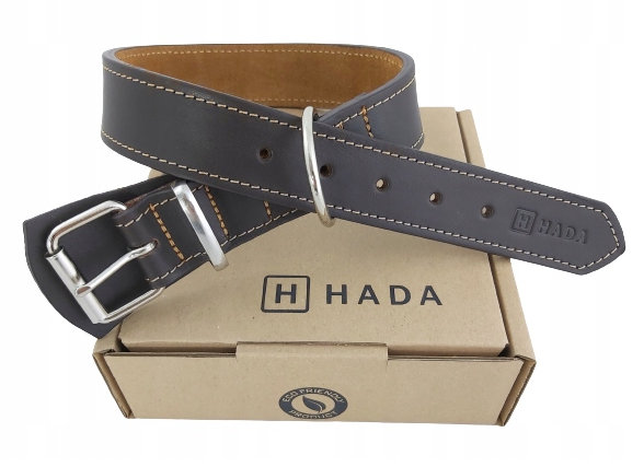 Obroża Skórzana Brązowa Dla Psa 3,5 CM Hada XL