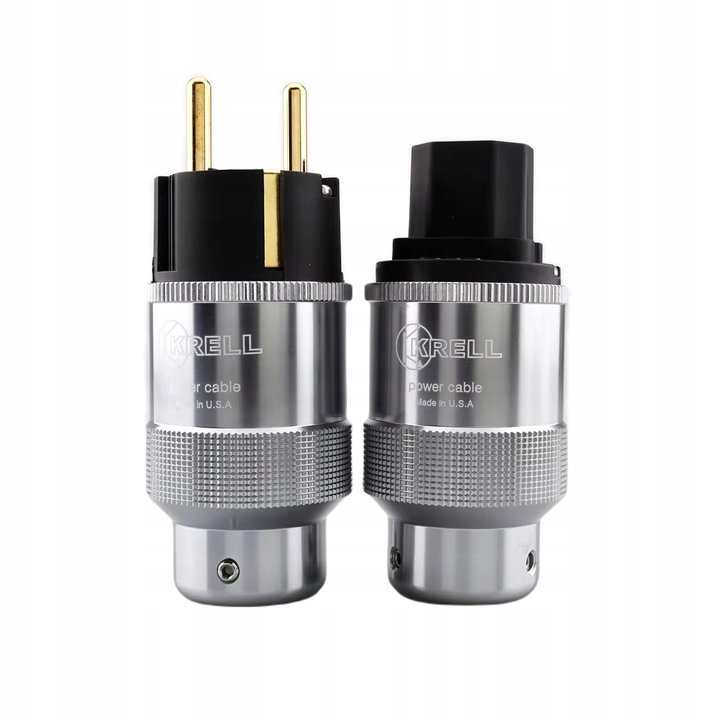 Sada napájecích konektorů Krell vyrobená v Usa, pozlacená Iec C15 Schuko
