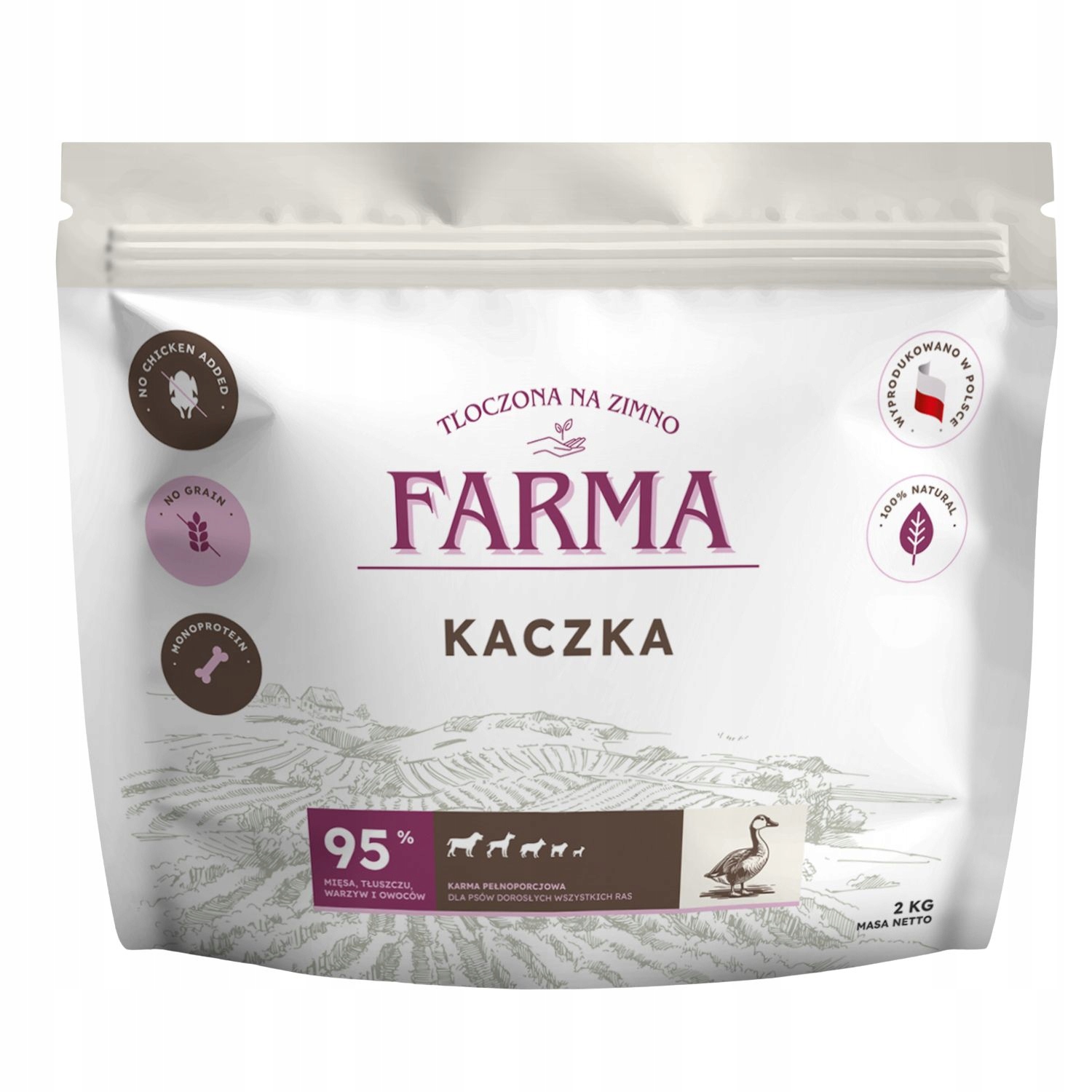 Levně Farma Adult kachna lisovaná za studena 2 kg suché krmivo pro psy