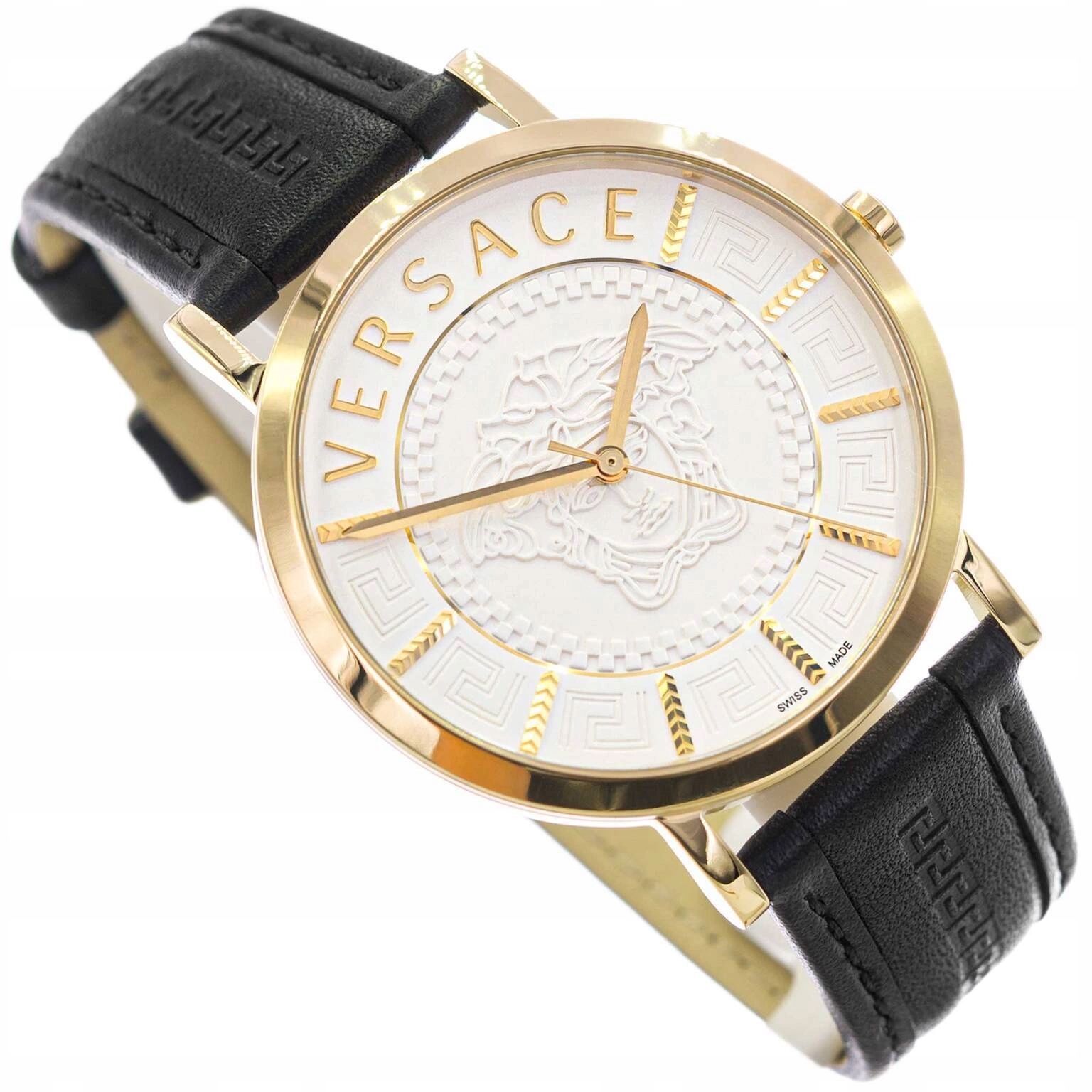 Pánské Hodinky Versace V-essential VEJ400221 Černé Na Řemínku, Safírové Sklo