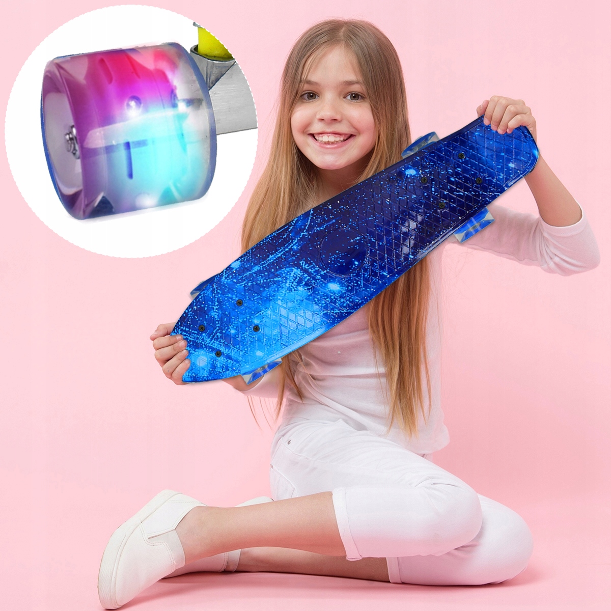 DESKOROLKA DESKA FISZKA do 100KG ŚWIECĄCE KOŁA LED Fishboard Dla Dzieci Szerokość 14.5