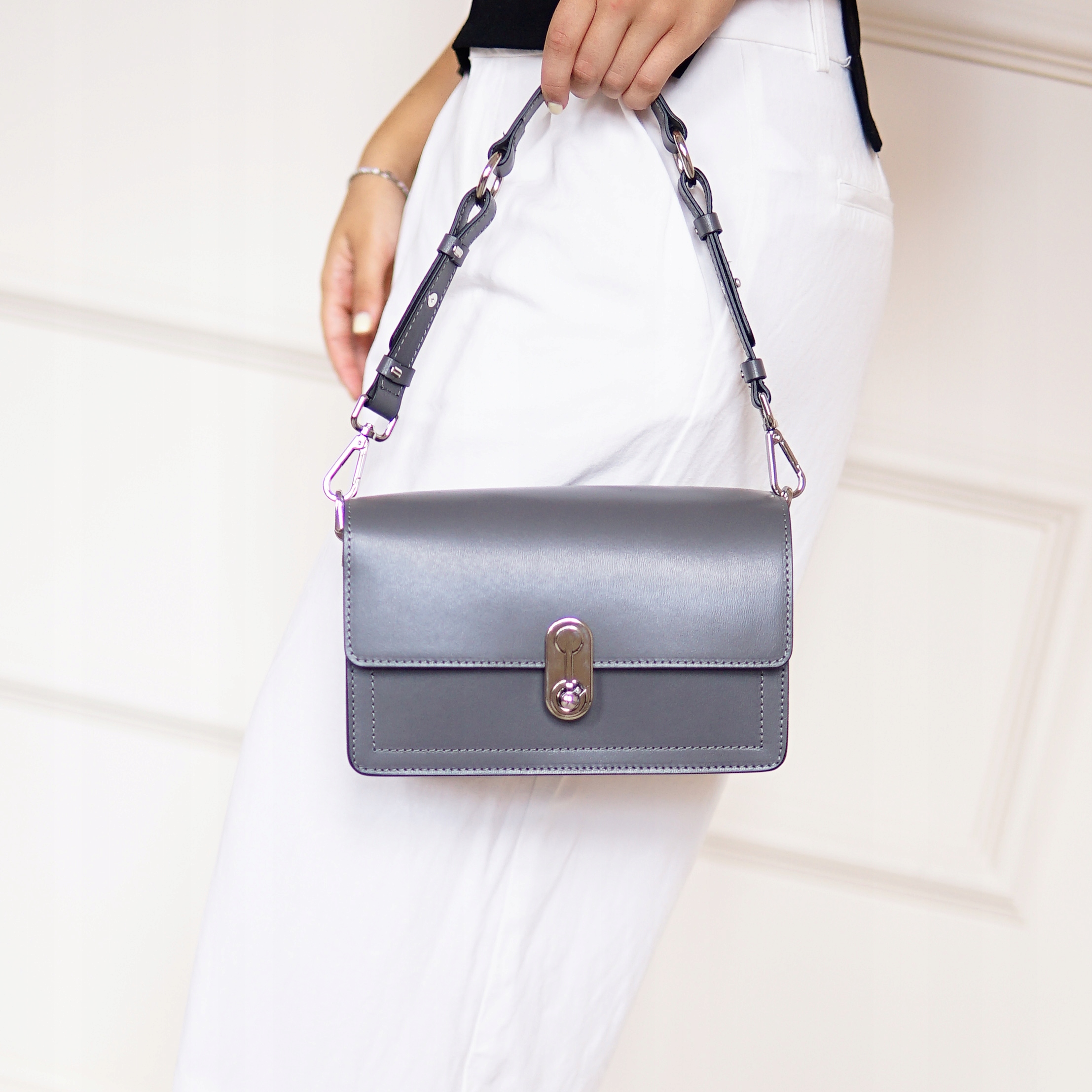 Dámská kabelka z přírodní kůže Amalia-M Grafitová