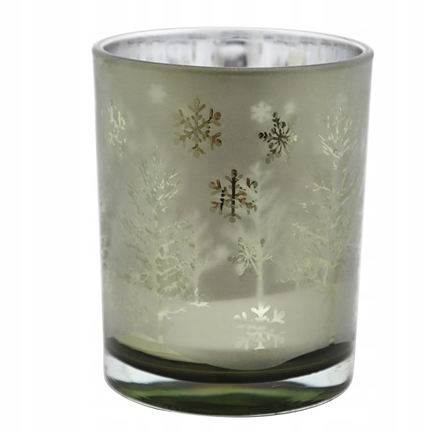 

Świecznik Szklany Zielony Śnieżynka 12,5x10cm