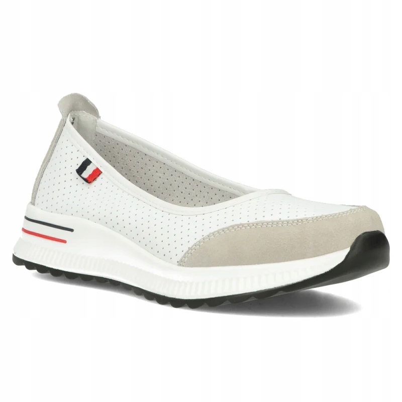 Baleriny damskie skórzane białe na niskiej platformie Filippo DP6134/24 41