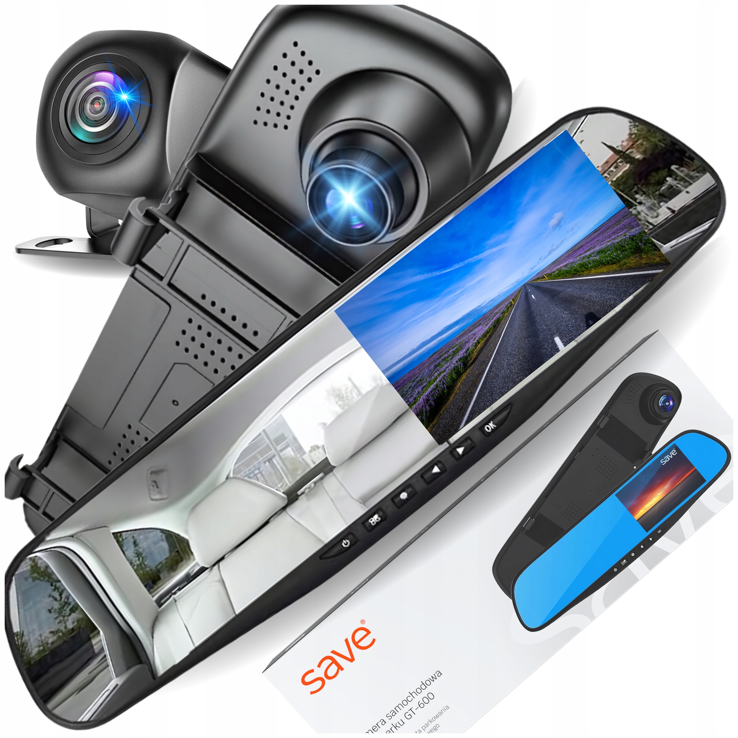 Videorekordér Jízdy V Zrcátku Kamera Automobilová Couvání Záznamník