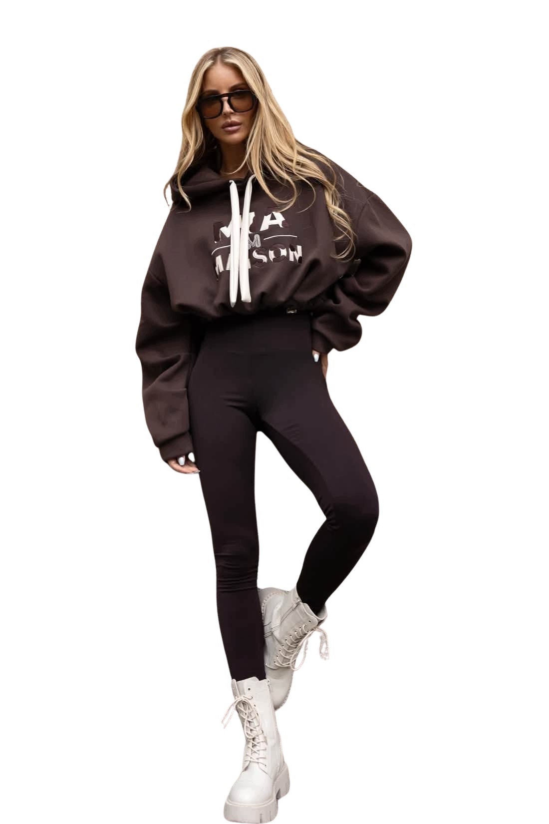 Dámské legíny Basic Mia Maison čokoládové, push up, vysoký pas, velikost M