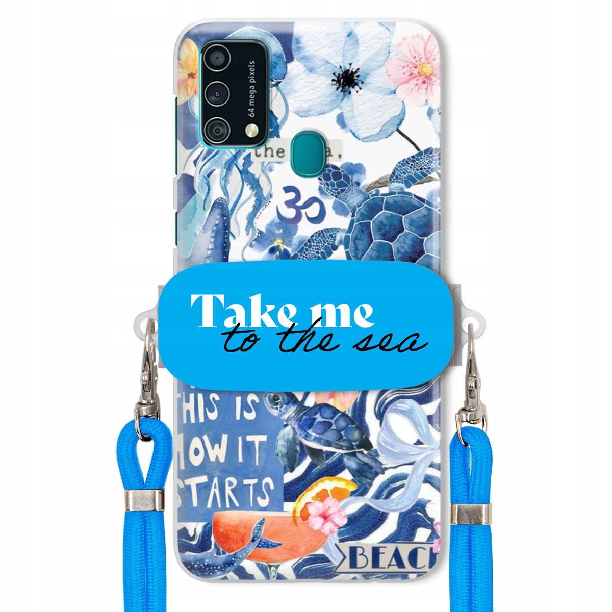 Pouzdro pro Samsung F41 Modré Crossbody vodítko Držák Take Me To The Sea