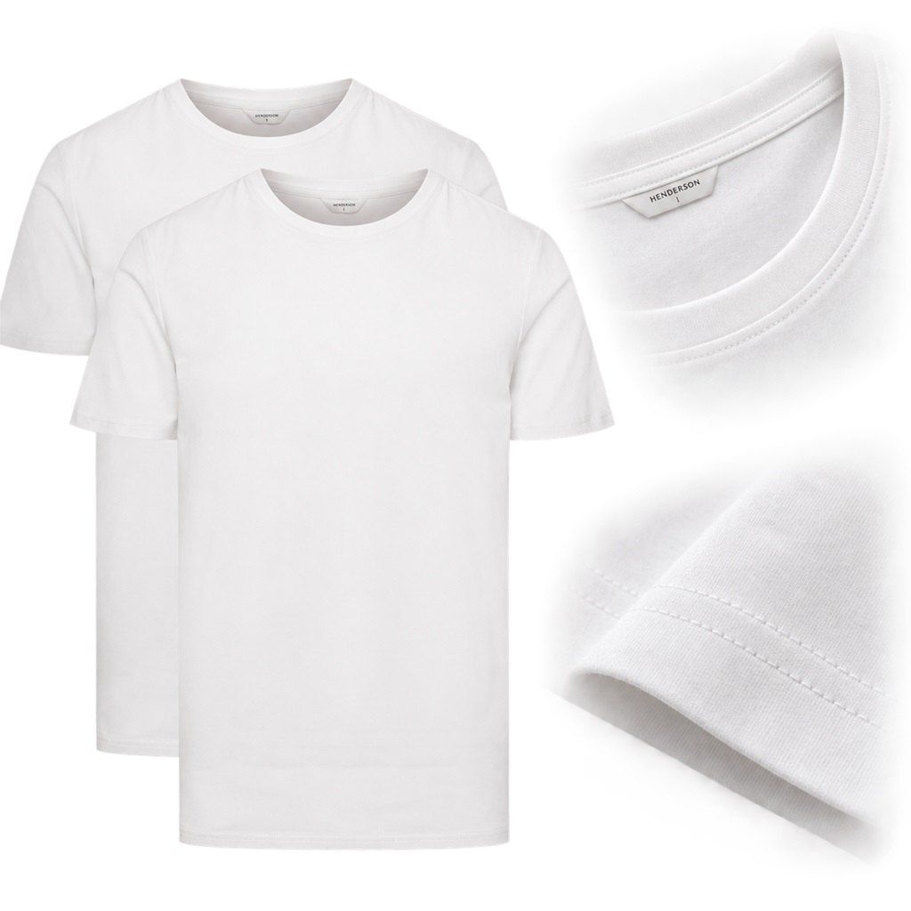 Pánské tričko 2-balení s potiskem Henderson Move 42972 bílé 3XL Anrr