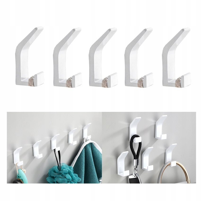 

5× Wieszak Ścienny Haczyk Na Ubrania Łazienka Klej