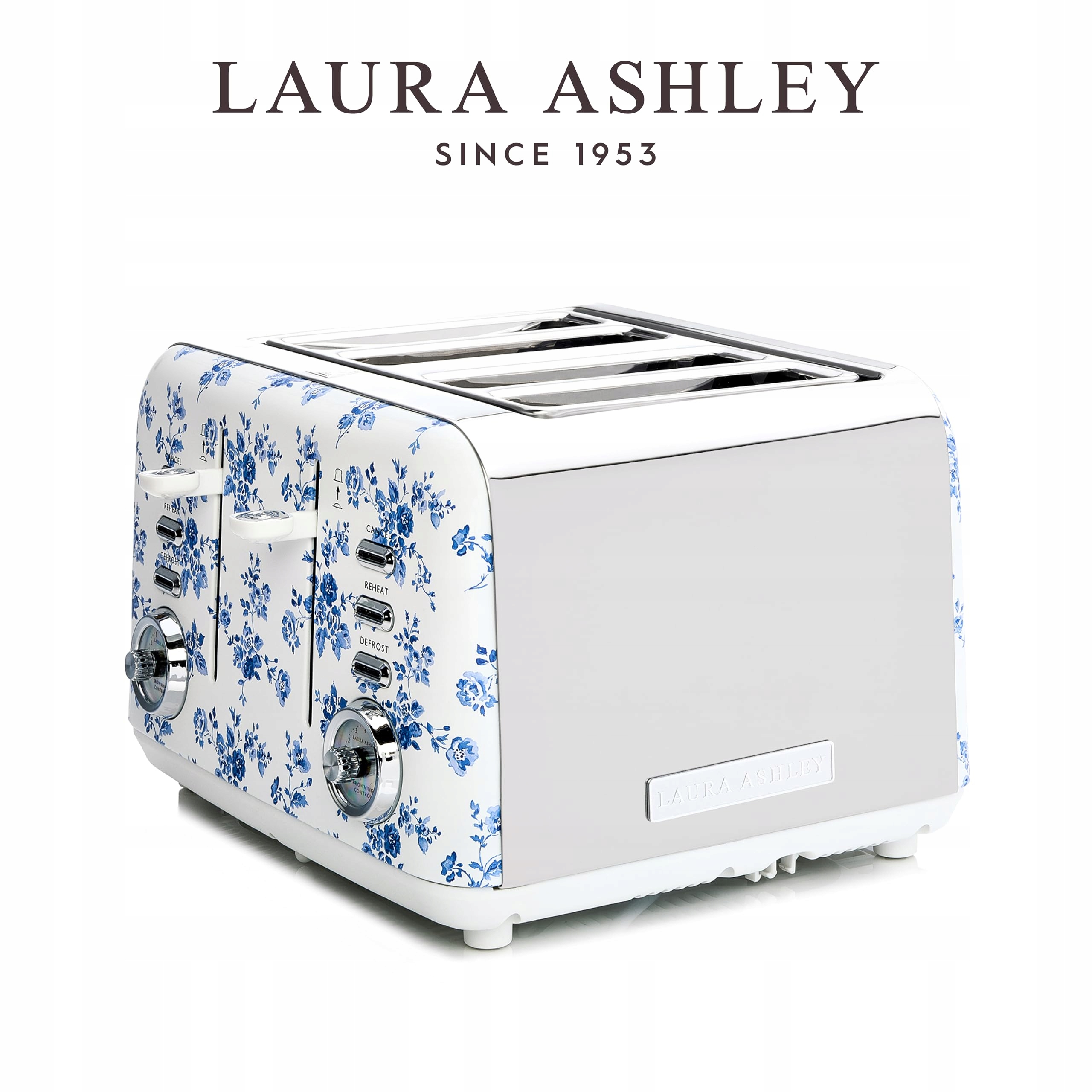 Laura Ashley 4-Slice Toaster: Adjustable, Reheat, Defrost, Vintage Steel — miniatura 9