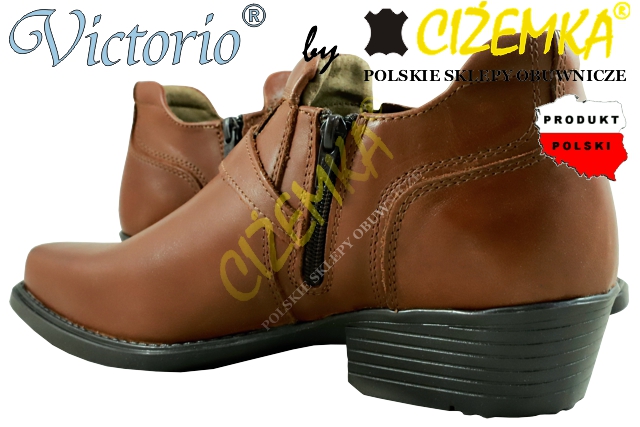 VICTORIO Kowbojki Półbuty na motol chopper cruiser SKÓRA PL 1026 BRĄZ 43 Model 1026