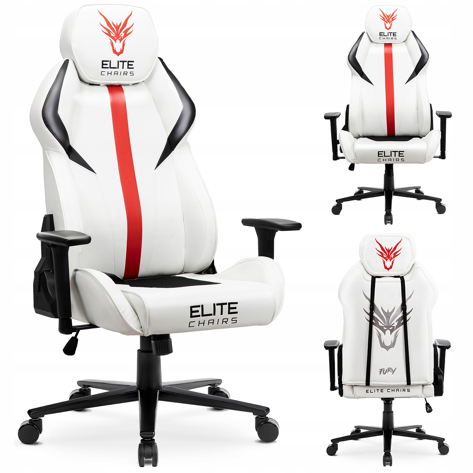 Otočné křeslo Bílá Červená Ergonomická Ekokůže pro hráče Nexon