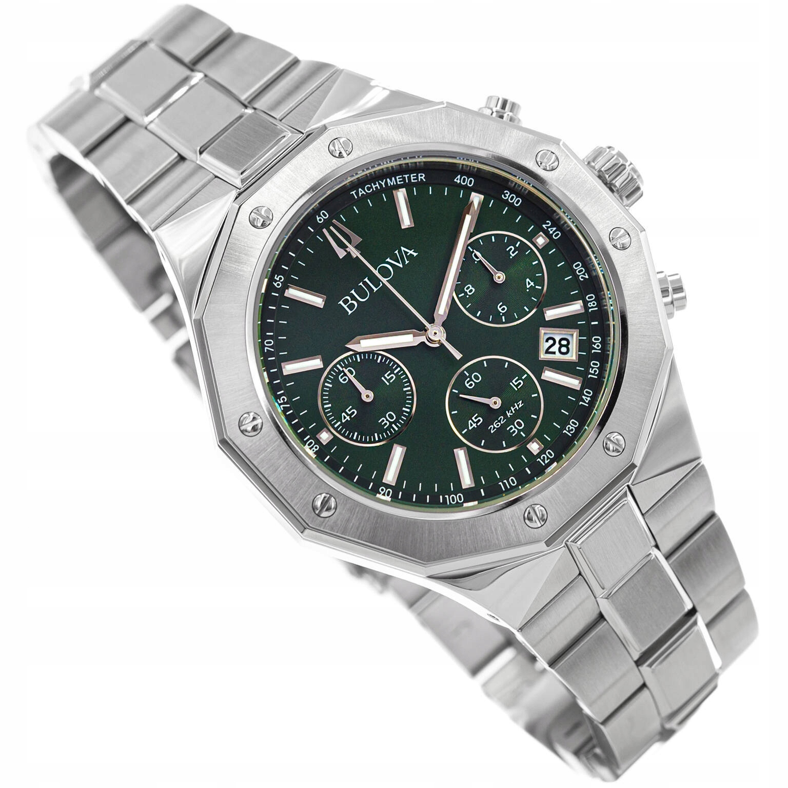 MĘSKI ZEGAREK BULOVA 96B409 SREBRNY CHRONOGRAF 14491934836