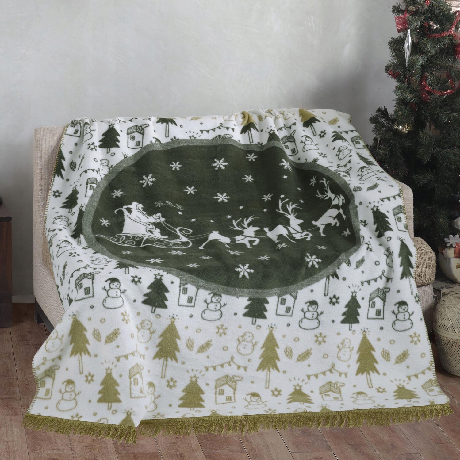 Bavlněná vánoční deka 150x200 Svatý Mikuláš