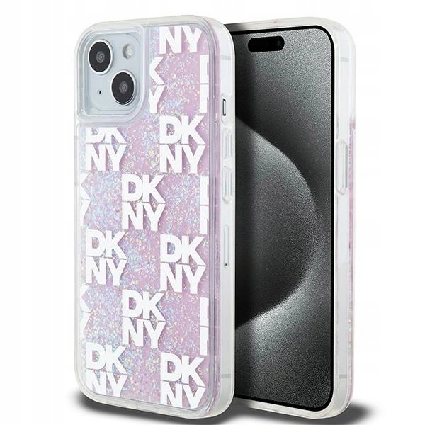 Etui Dkny Liquid Glitter Multilogo na iPhone 15 14 13 różowe