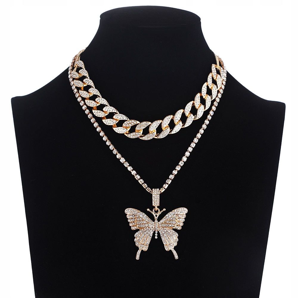 

Naszyjnik Choker Motyl Iced Chain Cyrkonie Zestaw