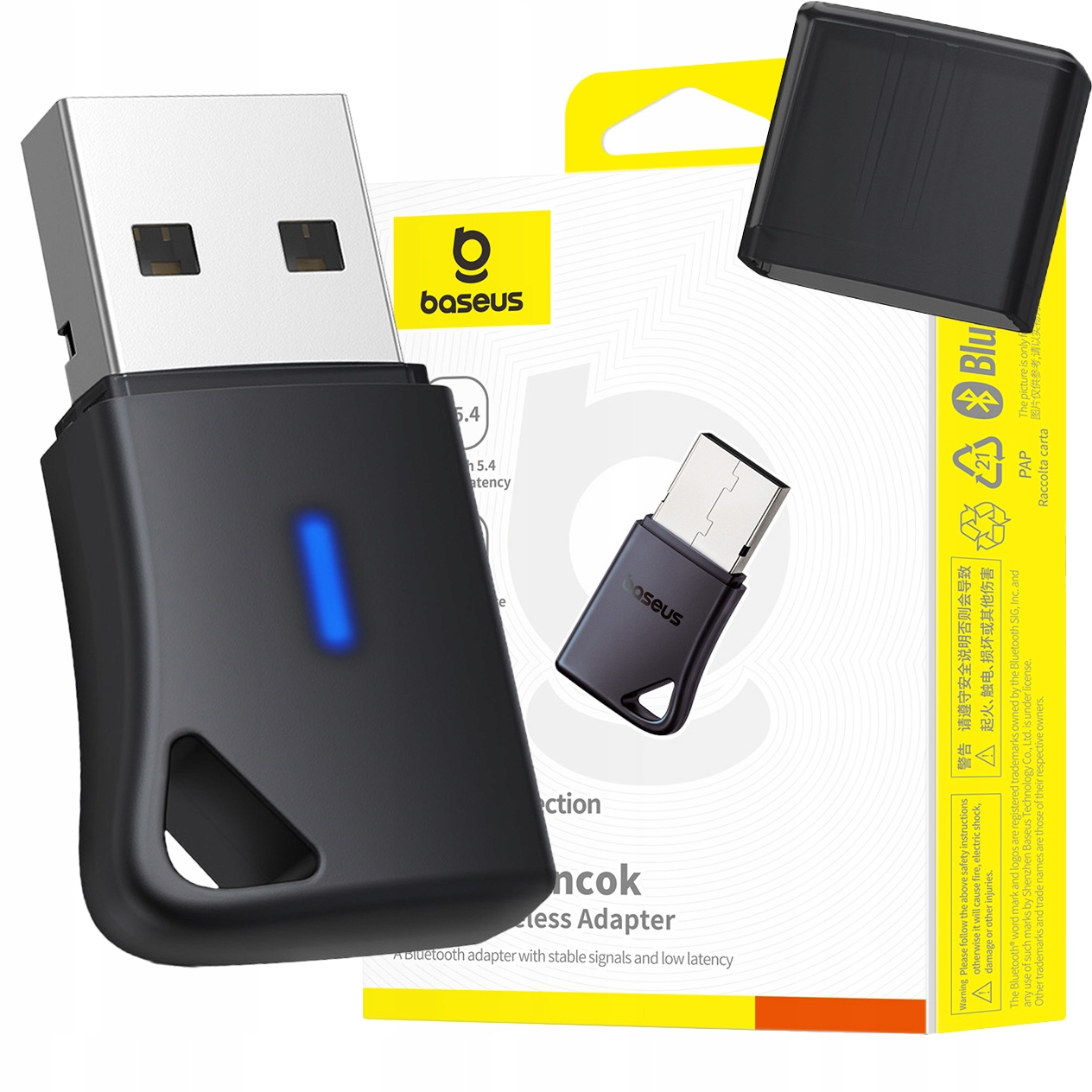 2× Baseus BA04+ adapter USB nadajnik odbiornik Bluetooth 5.4 do komputera