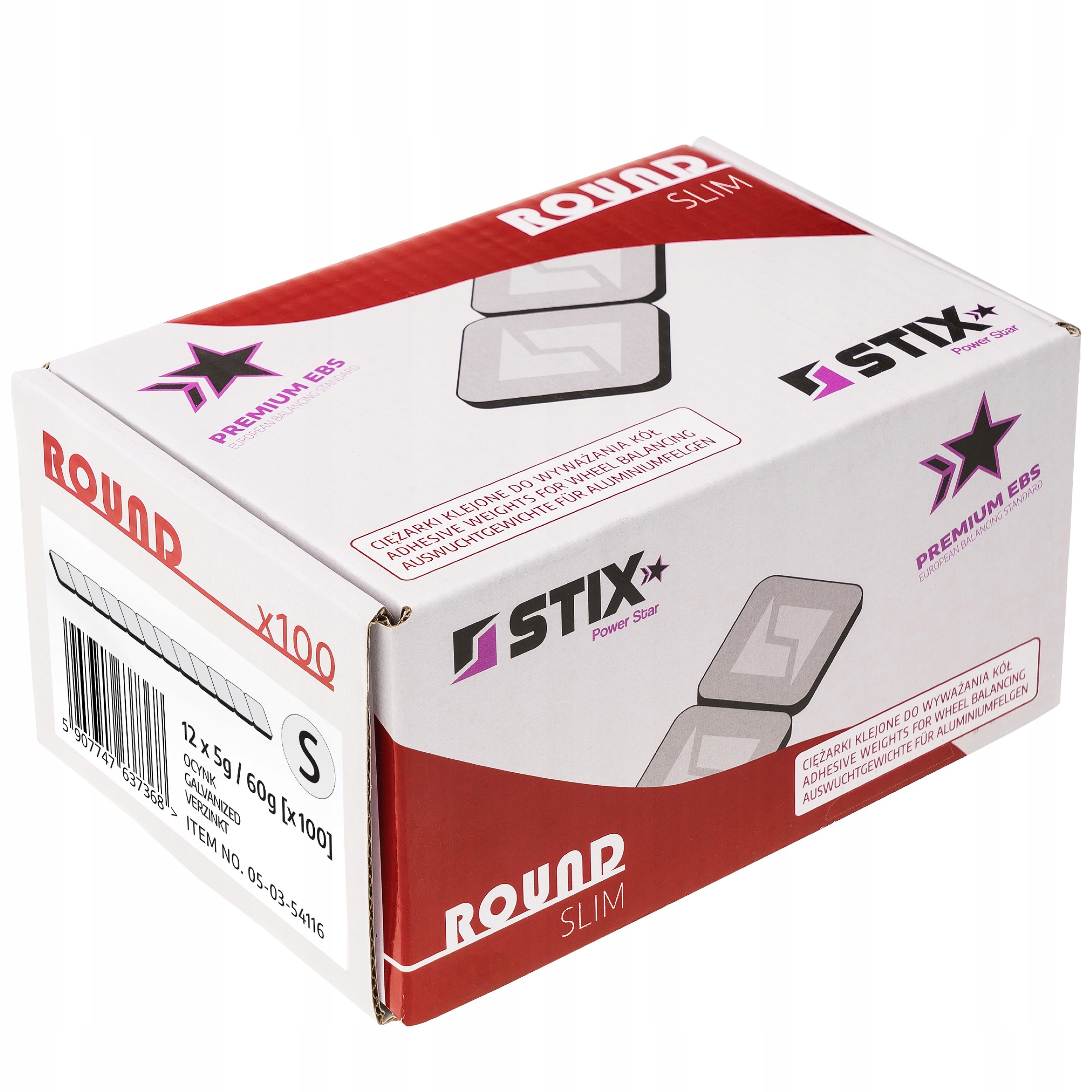 CIĘŻARKI KLEJONE FE OCYNK DO FELG ALU ALUFELG 5G X 100 SZT ROUND SLIM Waga (g) 5