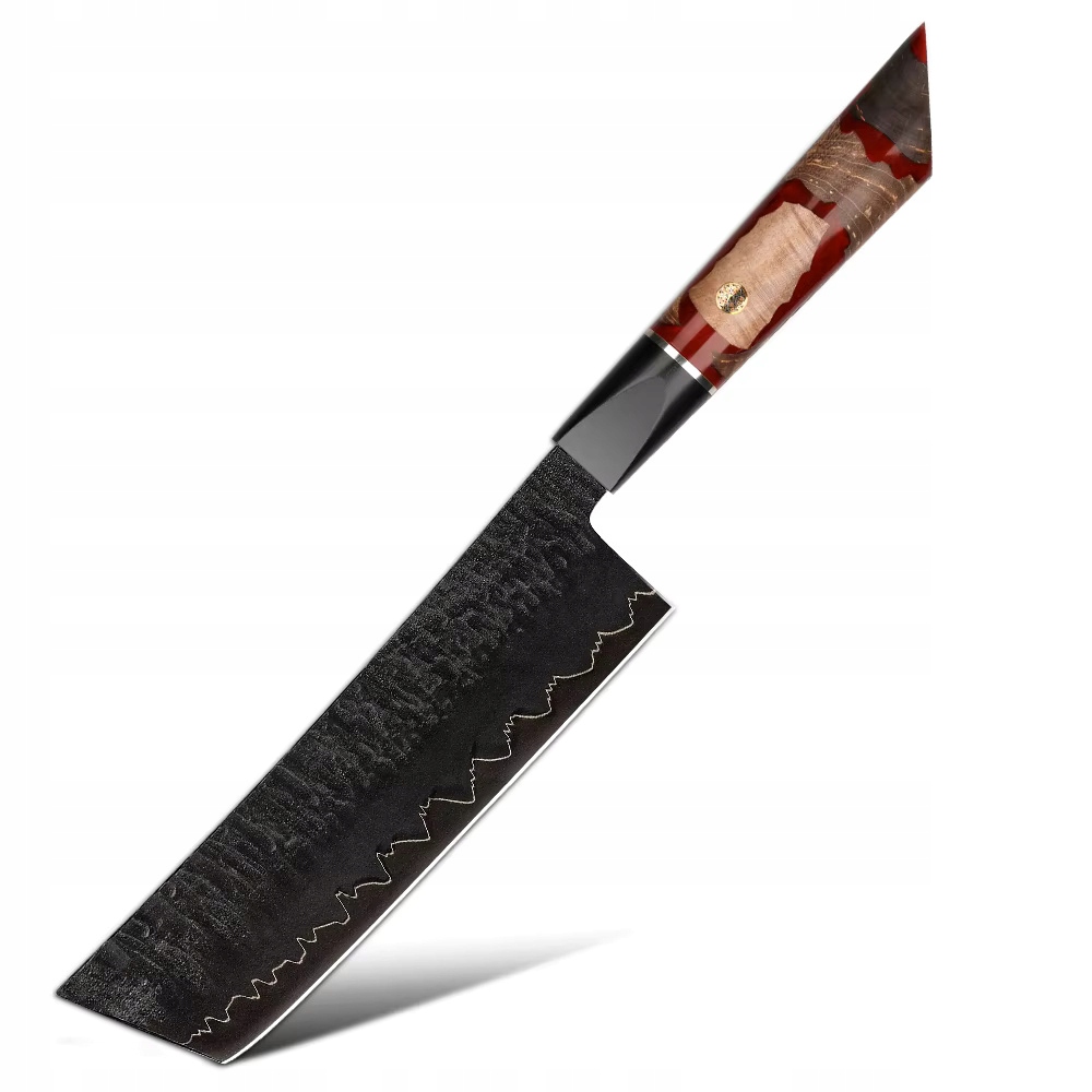 Damaškový kuchynský nôž Enjin Nakiri/Červená/Hnedá KP-37393