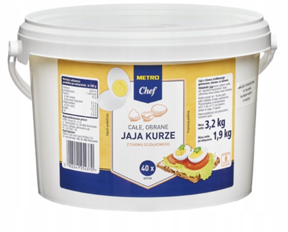 Metro Chef Vařené vejce oloupané v nálevu 40 kusů 3,2 kg/1,9 kg hotové