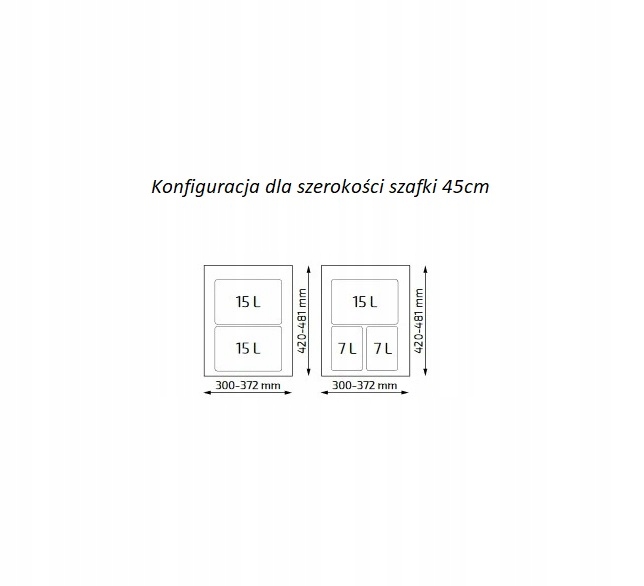 Sortownik na odpady HAFELE UNICO 45 1X15L+ 2X7L Rodzaj kosz