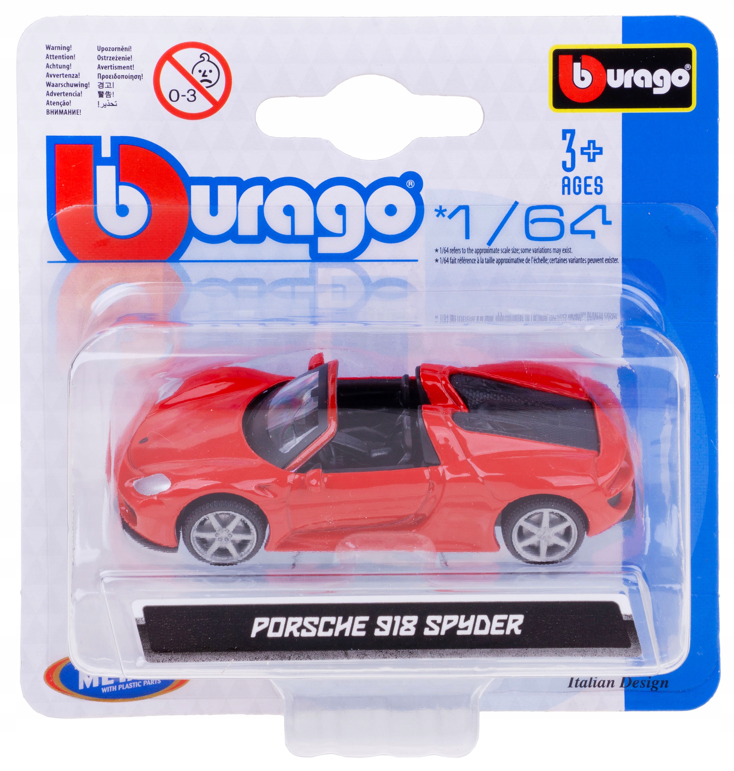 PORSCHE 918 SPYDER MODEL METALOWY BBURAGO 1:64 CZERWONY
